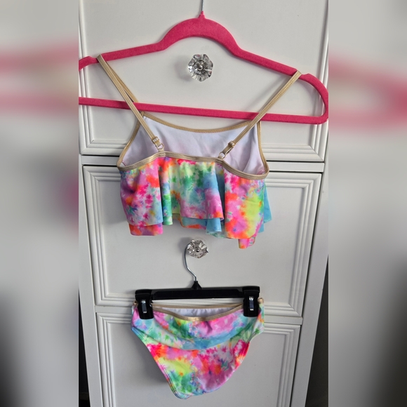 Betsey Johnson Girls Multicolor Tie-Dye Bikini with Gold Accents Size 10 - Picture 2 of 8